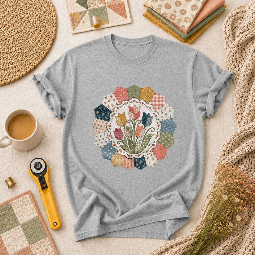 Tulip Quilt Blossom T-Shirt - Athletic Heather