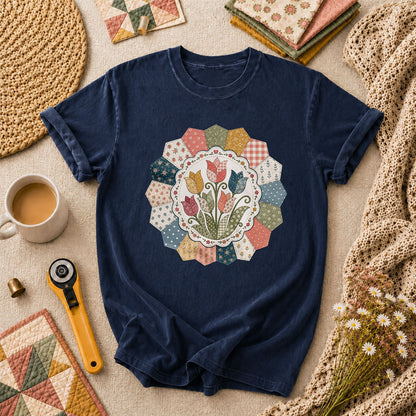 Tulip Quilt Blossom T-Shirt - Navy