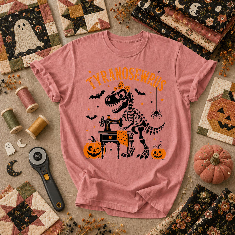Tyranosewrus Dinosaur Skeleton Halloween T-Shirt - Heather Mauve