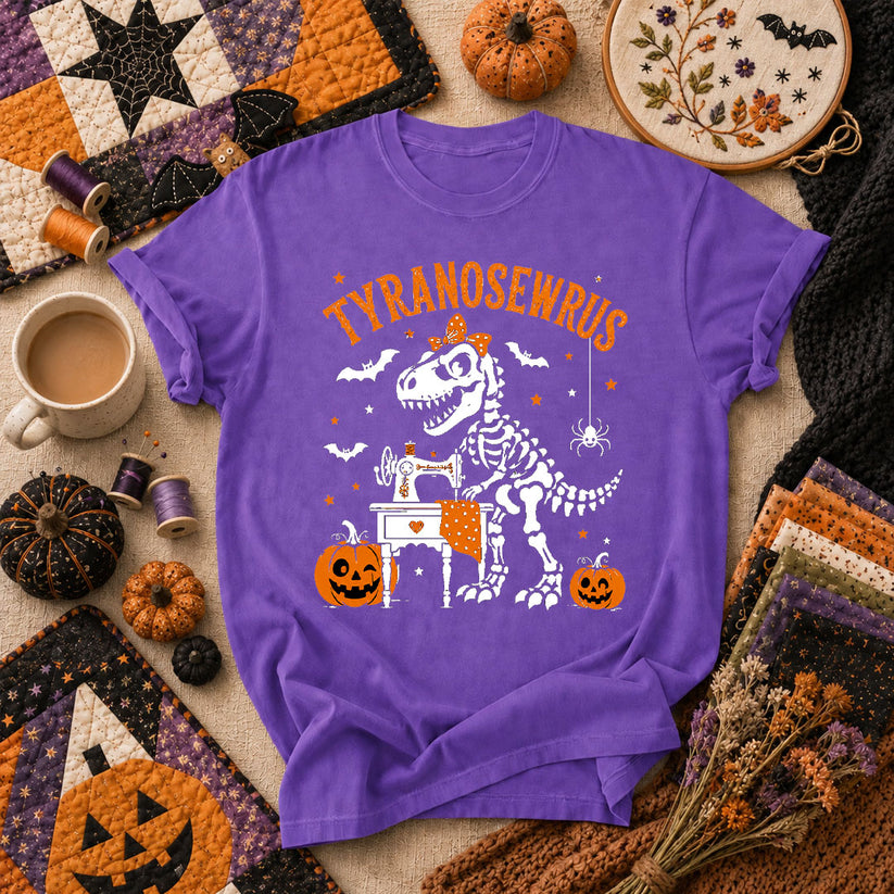 Tyranosewrus Dinosaur Skeleton Halloween T-Shirt - Heather Team Purple