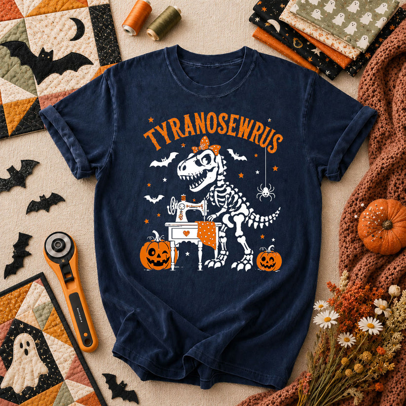 Tyranosewrus Dinosaur Skeleton Halloween T-Shirt - Navy