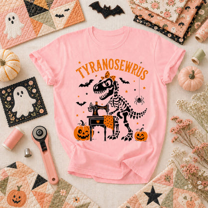 Tyranosewrus Dinosaur Skeleton Halloween T-Shirt - Pink