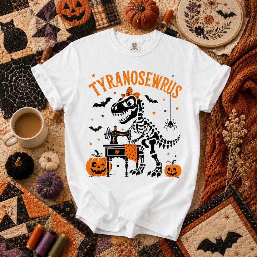 Tyranosewrus Dinosaur Skeleton Halloween T-Shirt - White