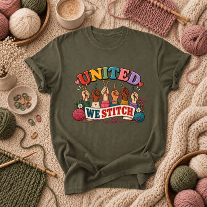 United We Stitch T-Shirt - Military Green