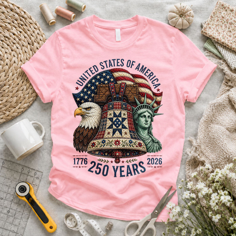 USA 250 Years Eagle Liberty Bell - Pink flatlay 1