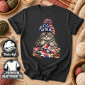 USA Beanie Cat Quilting Patriotic T-Shirt