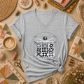 Vitruvian Quilter Man Da Vinci Quilt Blocks Women's V-Neck