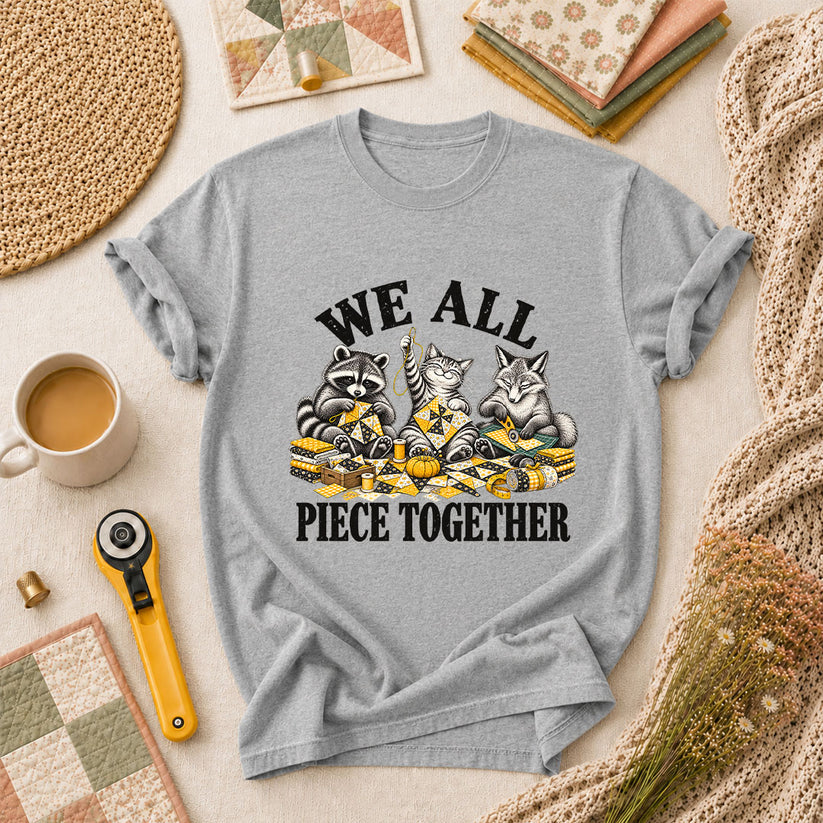We All Piece Together Woodland Friends T-Shirt - Athletic Heather