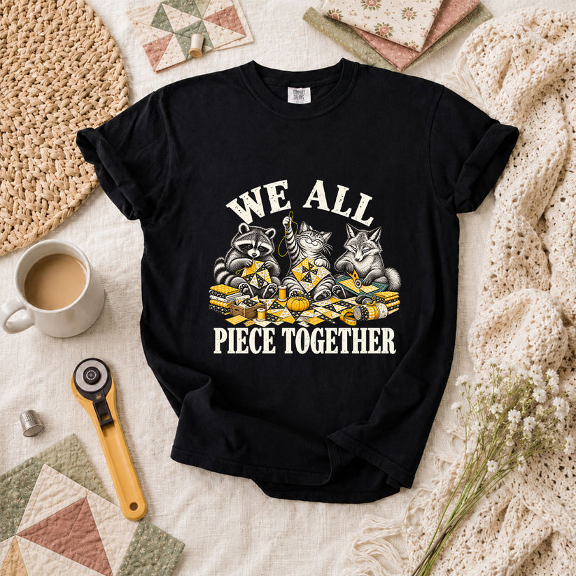 We All Piece Together Woodland Friends T-Shirt - Black