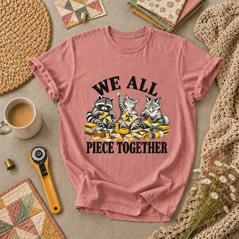 We All Piece Together Woodland Friends T-Shirt - Heather Mauve
