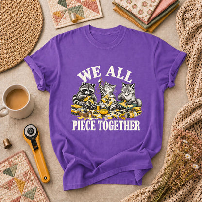 We All Piece Together Woodland Friends T-Shirt - Heather Team Purple