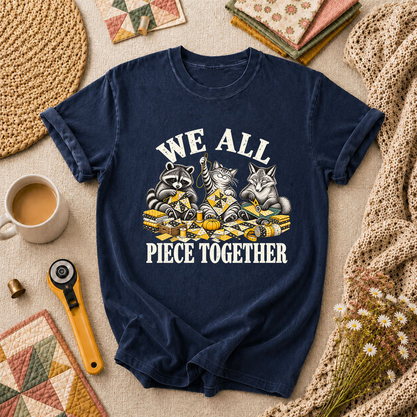 We All Piece Together Woodland Friends T-Shirt - Navy