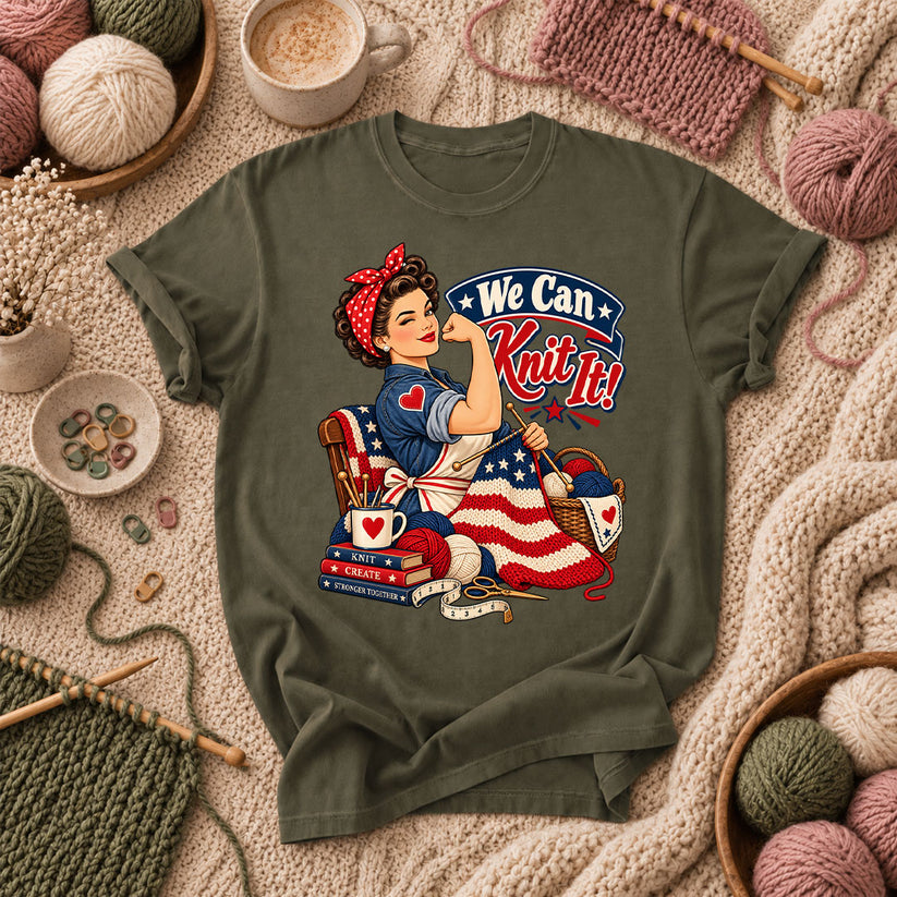 We Can Knit It Rosie T-Shirt - Military Green