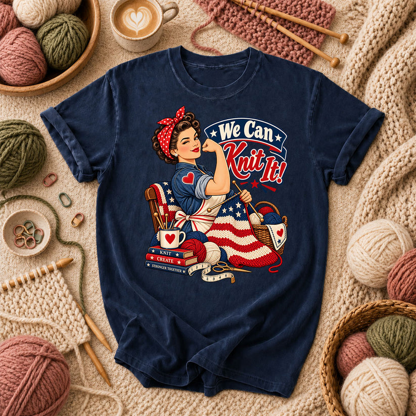 We Can Knit It Rosie T-Shirt - Navy