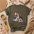We Can Quilt It Rosie Riveter Patriotic Quilter T-Shirt