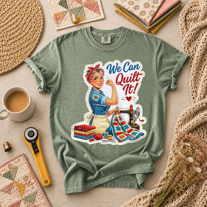 We Can Quilt It Rosie The Quilter T-Shirt - Forest Green