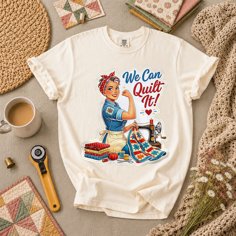 We Can Quilt It Rosie The Quilter T-Shirt - Ivory