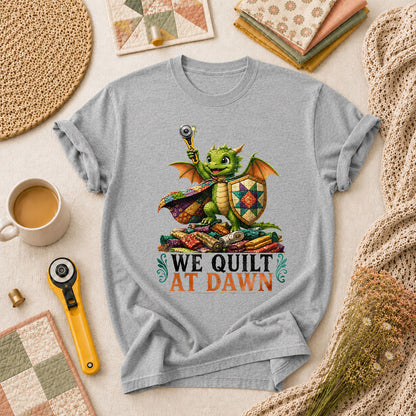 We Quilt At Dawn Dragon Fantasy T-Shirt - Athletic Heather