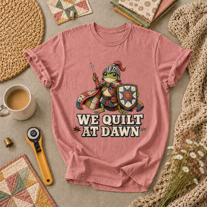 We Quilt At Dawn Frog Knight T-Shirt - Heather Mauve