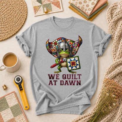 We Quilt At Dawn Vintage Sewing Machine T-Shirt - Athletic Heather