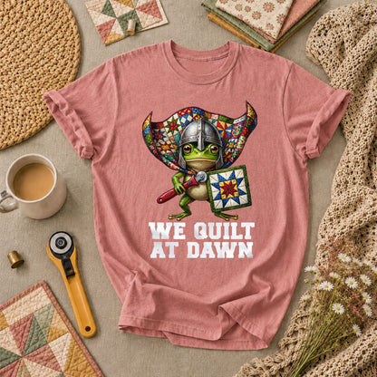 We Quilt At Dawn Vintage Sewing Machine T-Shirt - Heather Mauve
