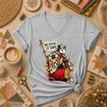 We Stitch At Dawn Opossum Knight Quilter Women's V-Neck