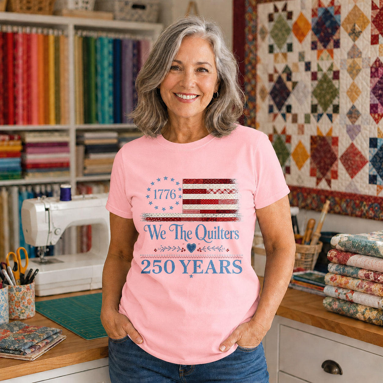 We the Quilters 1776 250 Years American Flag - Black view 3
