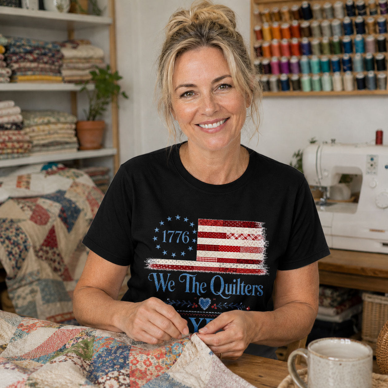 We the Quilters 1776 250 Years American Flag - Dark Heather Grey view 5
