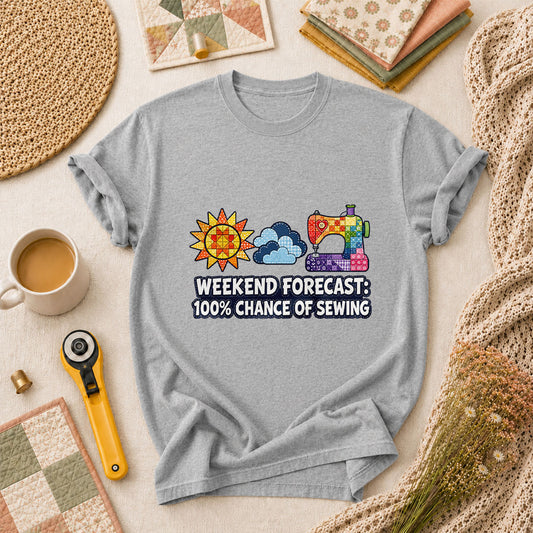 Weekend Forecast 100 Percent Chance Of Sewing T-Shirt - Athletic Heather