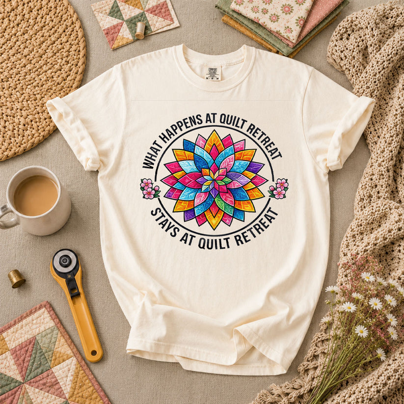 What Happens At Quilt Retreat Stays At Quilt Retreat T-Shirt - Ivory