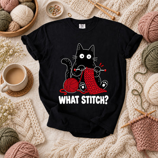 What Stitch Black Cat T-Shirt - Black