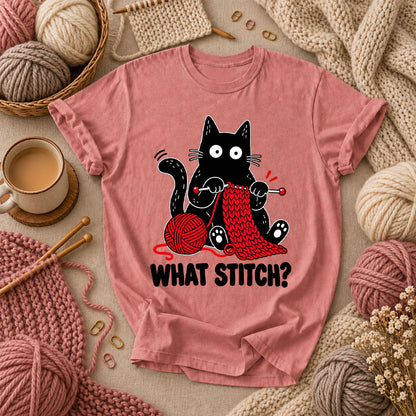 What Stitch Black Cat T-Shirt - Heather Mauve