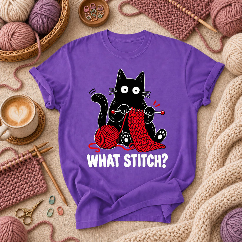 What Stitch Black Cat T-Shirt - Purple