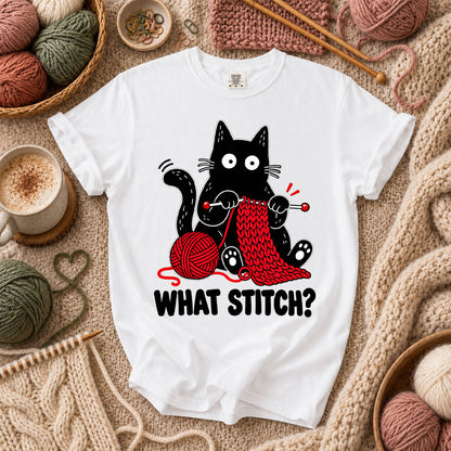 What Stitch Black Cat T-Shirt - White