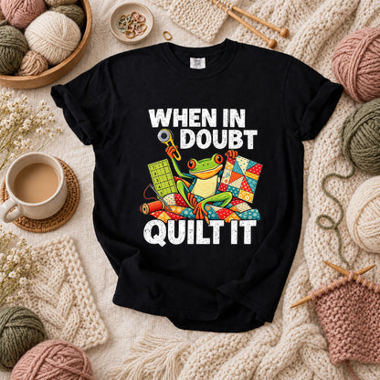 When In Doubt Quilt It Frog T-Shirt - Black