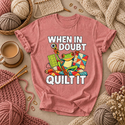 When In Doubt Quilt It Frog T-Shirt - Heather Mauve