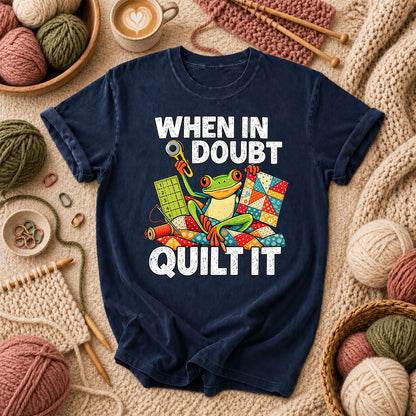 When In Doubt Quilt It Frog T-Shirt - Navy