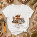 When Life Gets Tough Pick Up The Pieces Highland Cow Women's V-Neck
