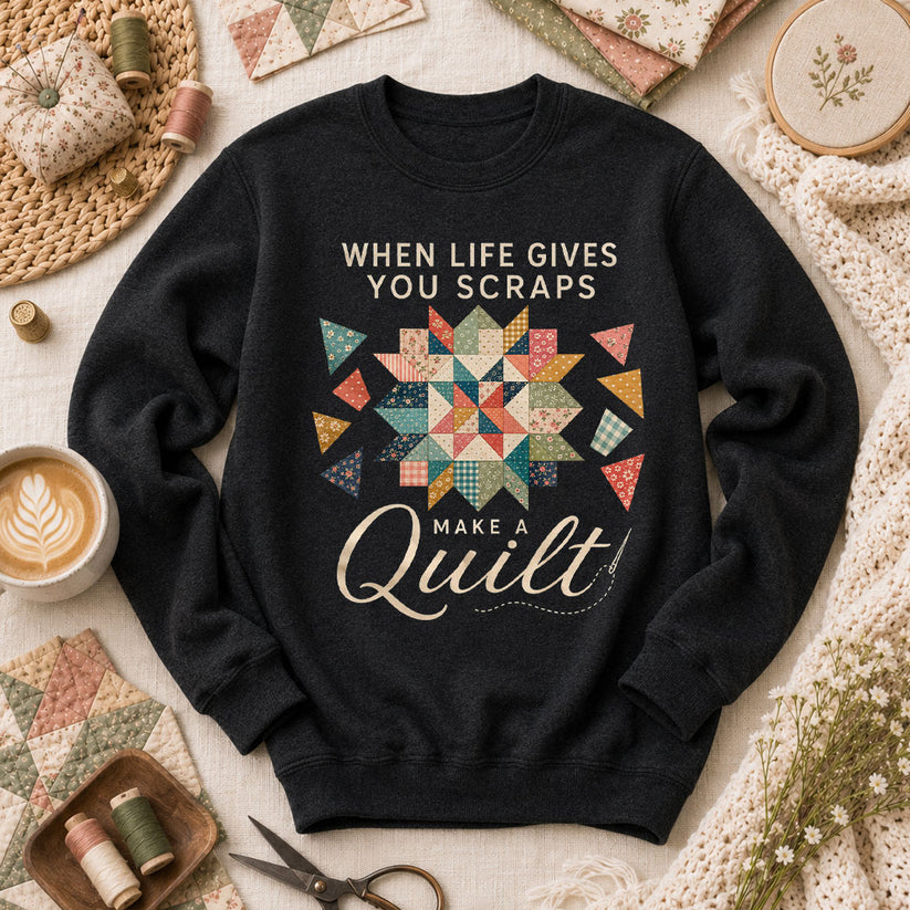 When Life Gives You Scraps Make A Quilt Long Sleeve - Black