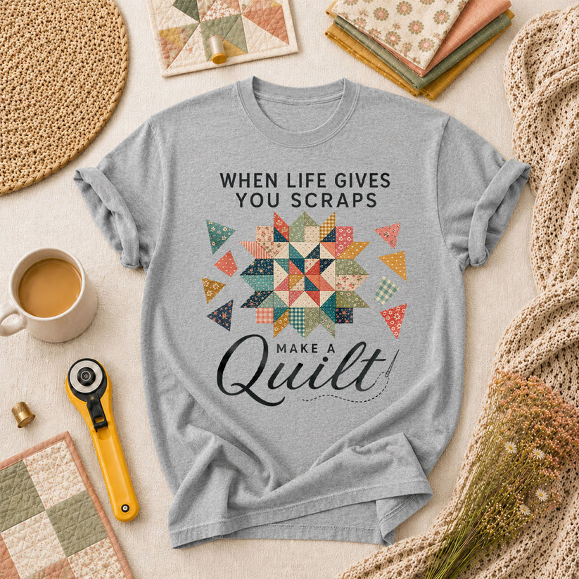 When Life Gives You Scraps Make A Quilt T-Shirt - Athletic Heather