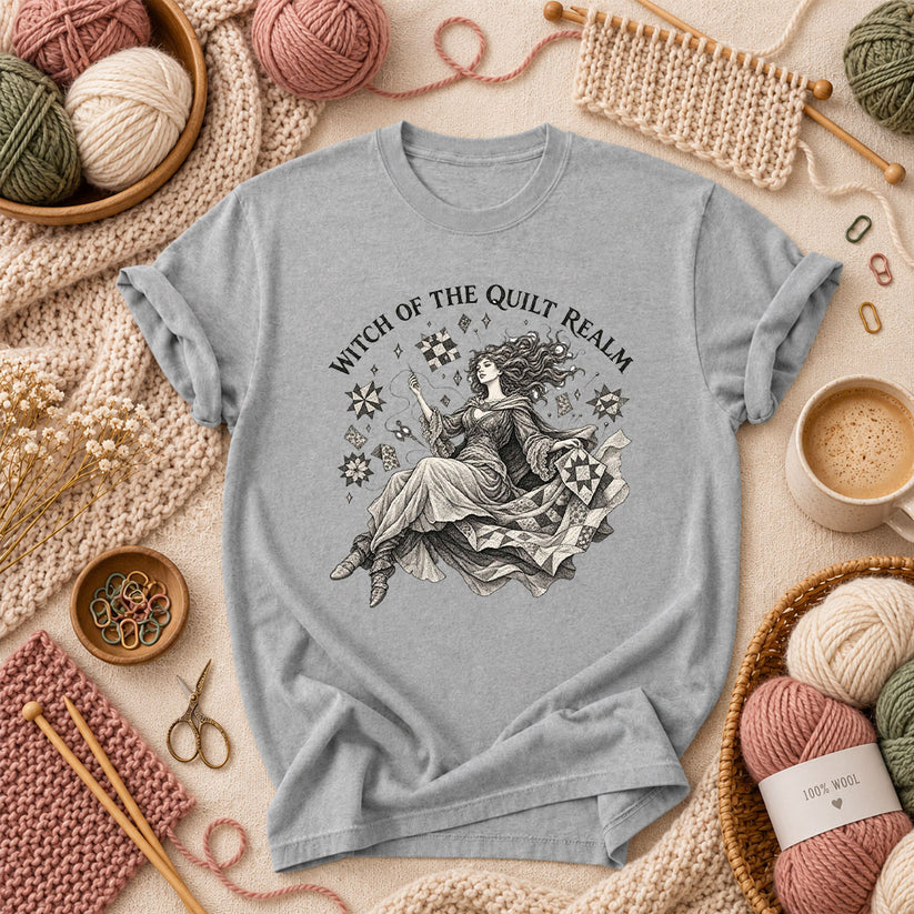 Witch Of The Quilt Realm T-Shirt - Athletic Heather