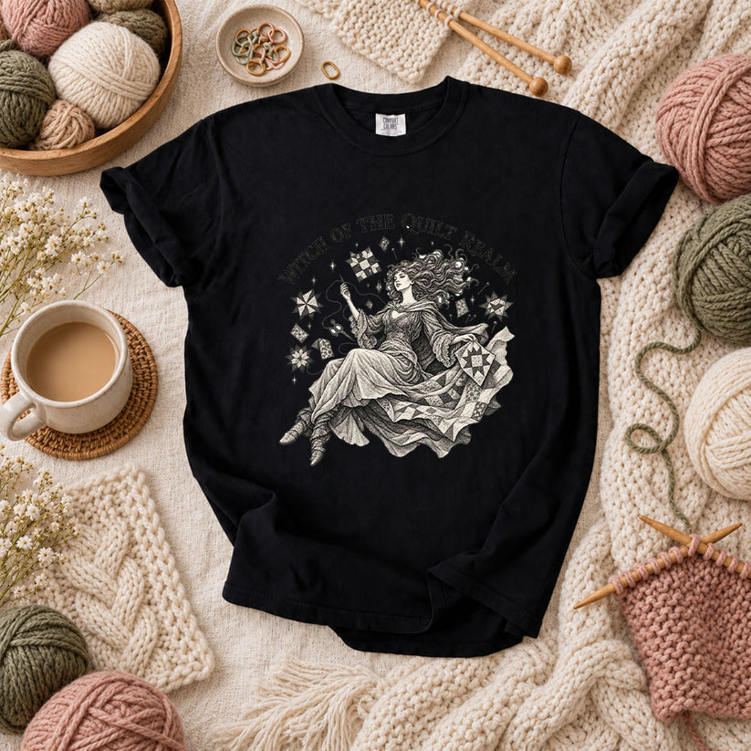 Witch Of The Quilt Realm T-Shirt - Black