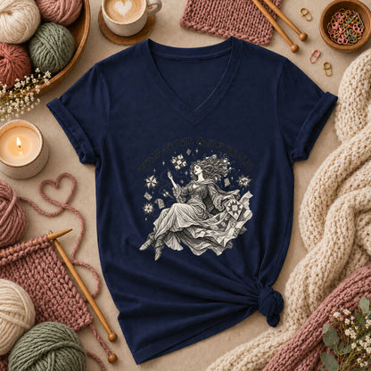 Witch Of The Quilt Realm Women's V-Neck - Navy