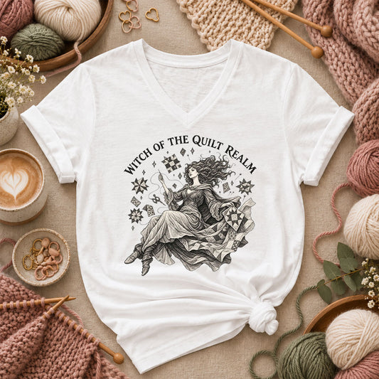 Witch Of The Quilt Realm Women's V-Neck