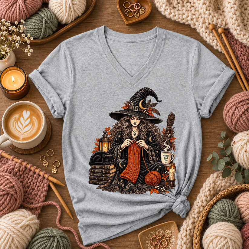 Witches Knit Too Women's V-Neck - Athletic Heather