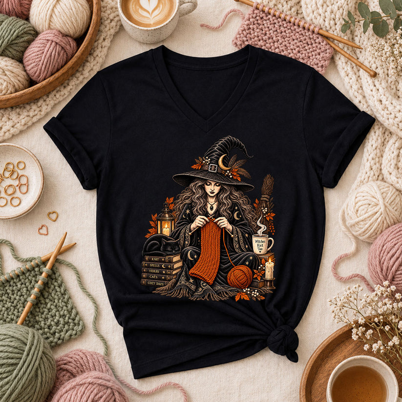 Witches Knit Too Women's V-Neck - Black