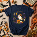 Witchy Ghost Cat Pumpkin Wreath T-Shirt