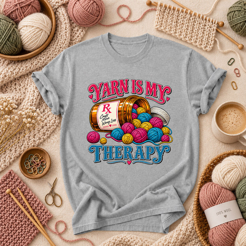 Yarn Is My Therapy T-Shirt - Athletic Heather
