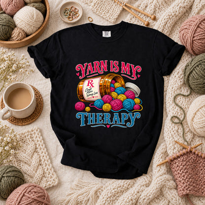 Yarn Is My Therapy T-Shirt - Black