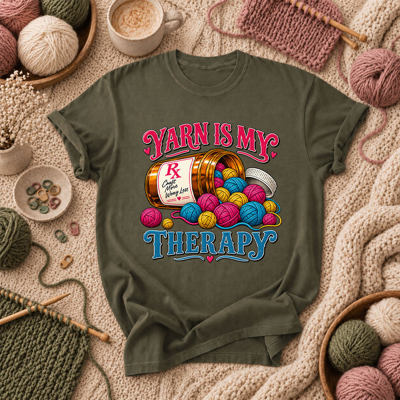 Yarn Is My Therapy T-Shirt - Military Green